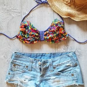 Multi-color String Bikini top